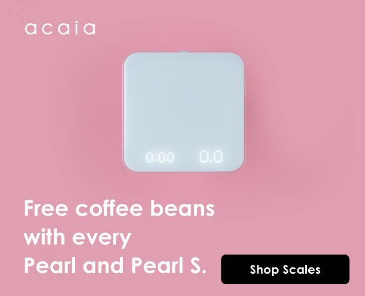 banner advertising Acaia scales and grinders