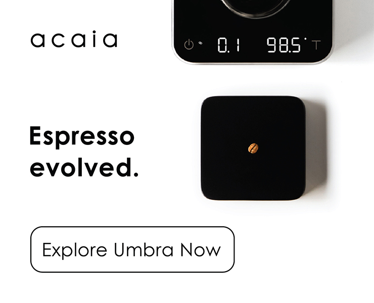 banner advertising Acaia scales and grinders