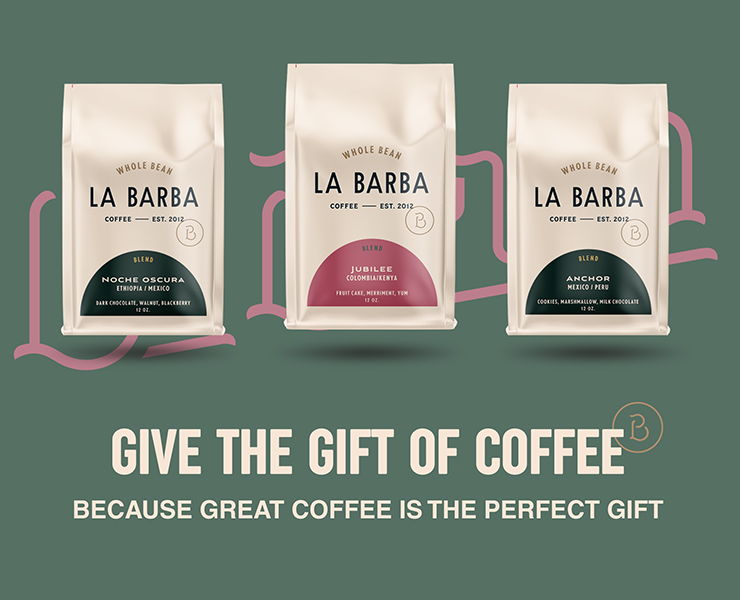 banner advertising La Barba Coffee in Salt Lake City, UTAH