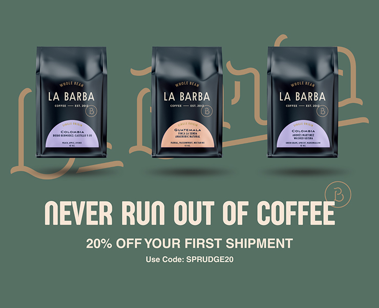 banner advertising La Barba Coffee in Salt Lake City, UTAH